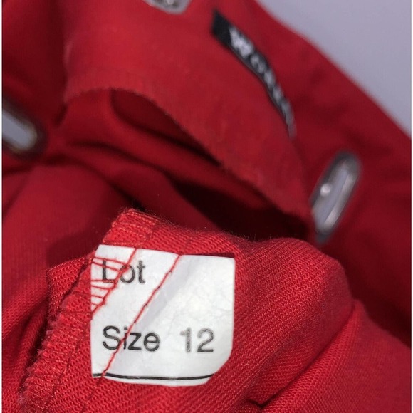 Work Order Capri Pants Red W/Silver Tone Metal Waist Detail Side Zip Size 12 EUC - Picture 11 of 11